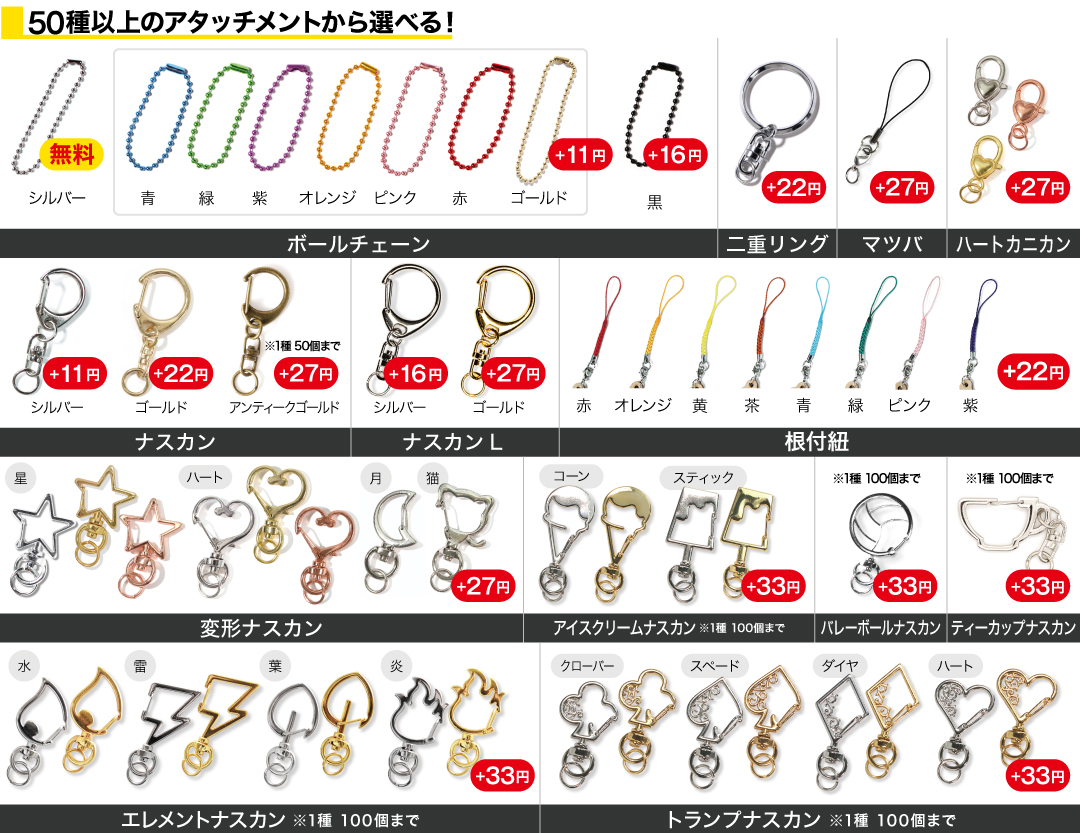 50種以上から選べるアタッチメント