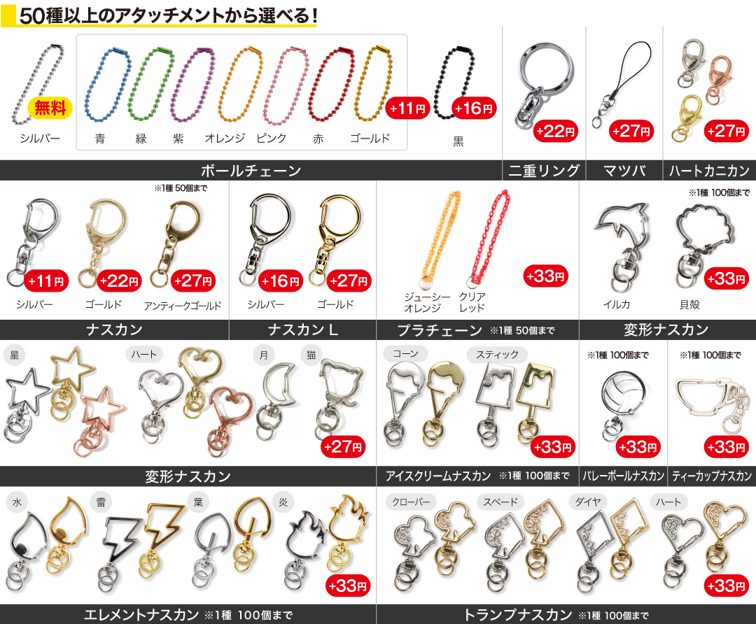 50種以上から選べるアタッチメント