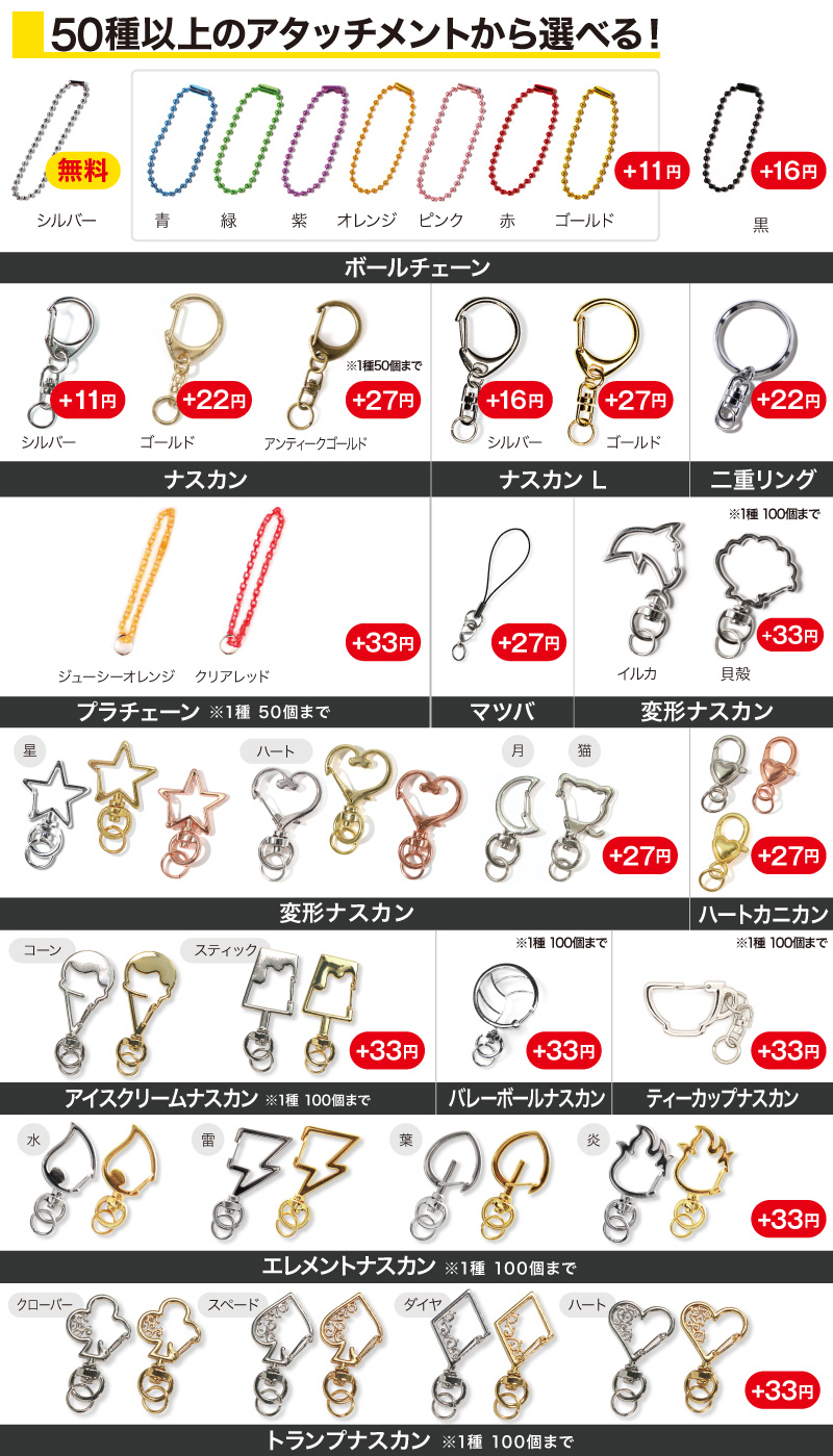 50種以上から選べるアタッチメント