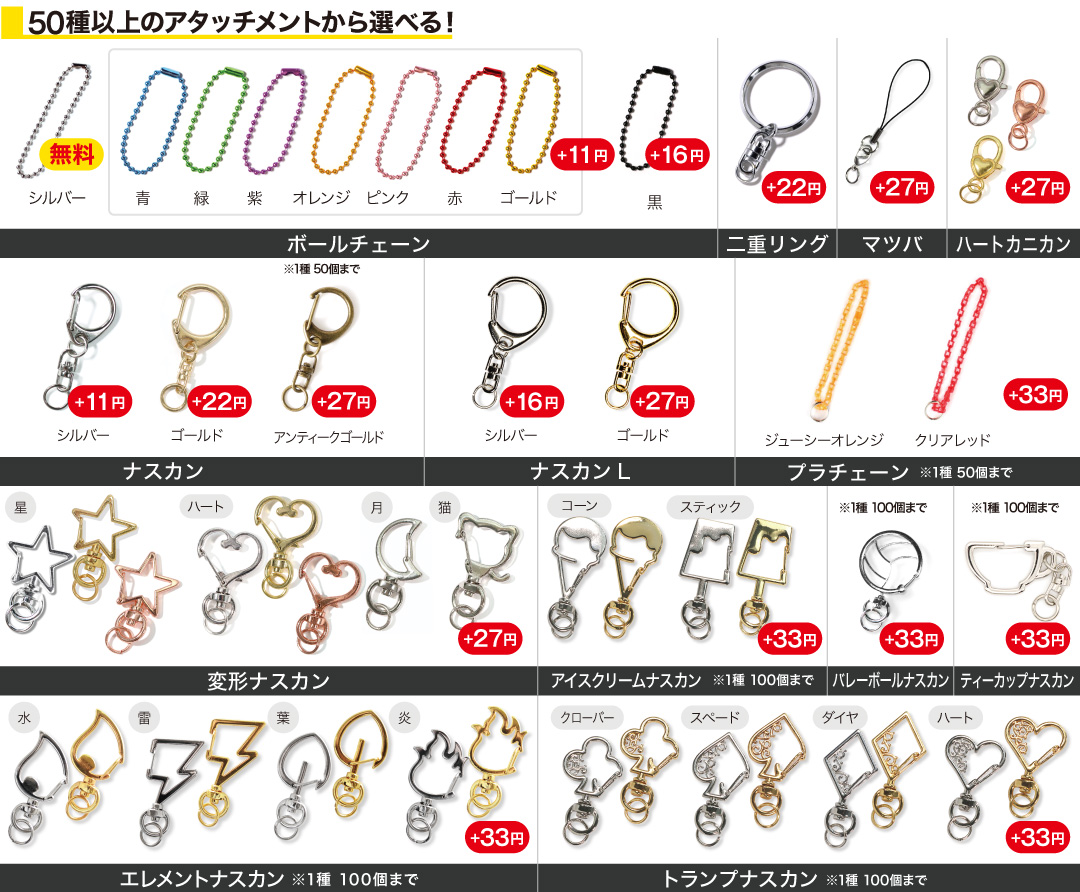 50種以上から選べるアタッチメント