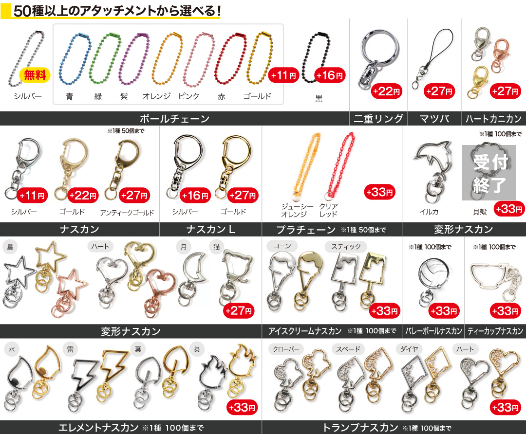 50種以上から選べるアタッチメント