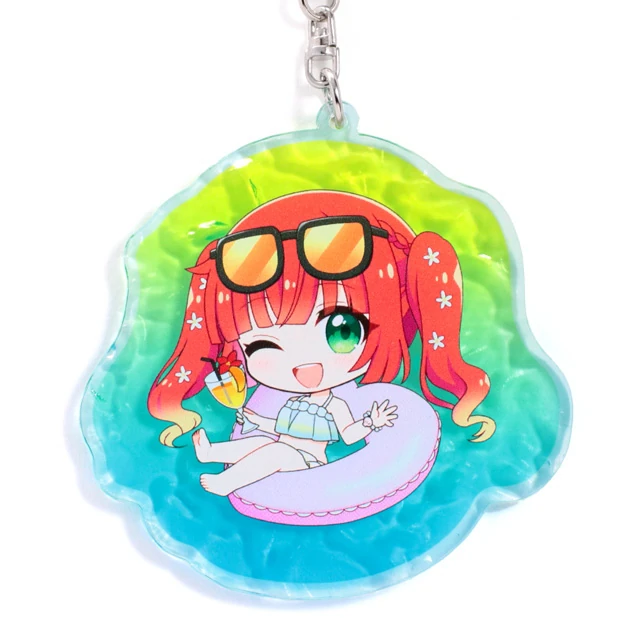 ビーチサンダルの水面アクリルキーホルダー